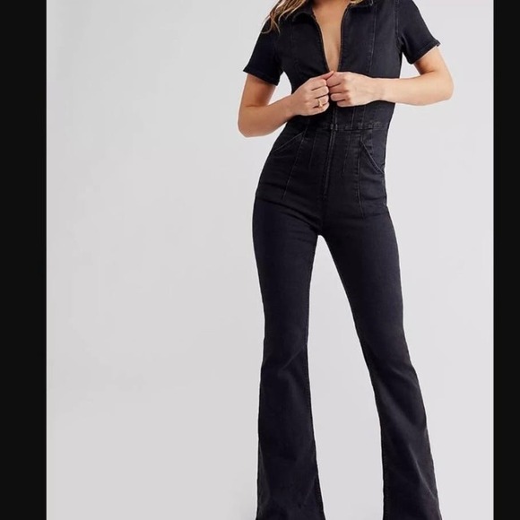 Free People Pants - New Free People We The Free Jayde Flare Denim Jumpsuit NWT Medium